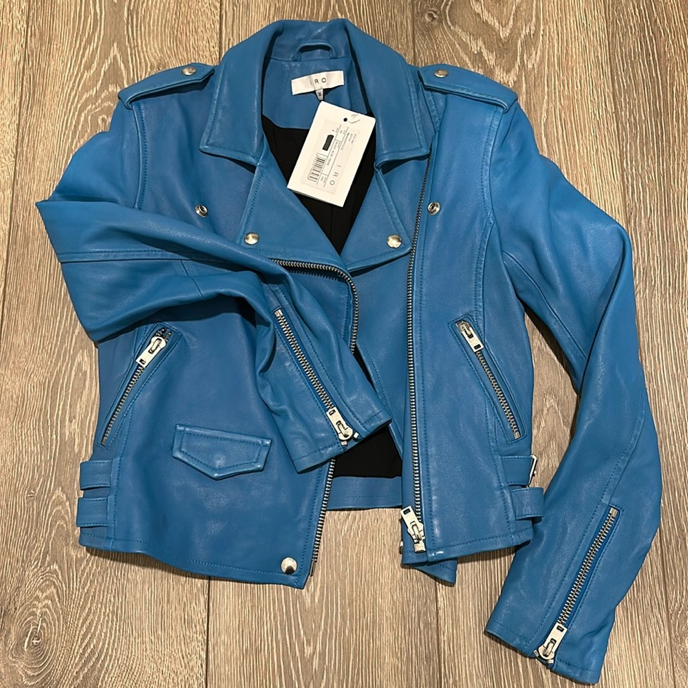 BNWT IRO Blue Creek leather jacket. Size 36